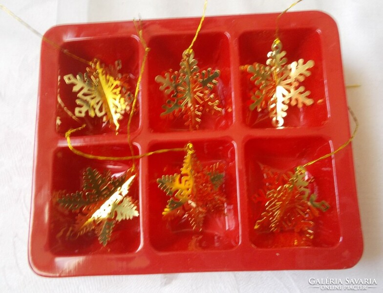 Copper snowflake-shaped Christmas ornament, Christmas tree decoration 6 pcs