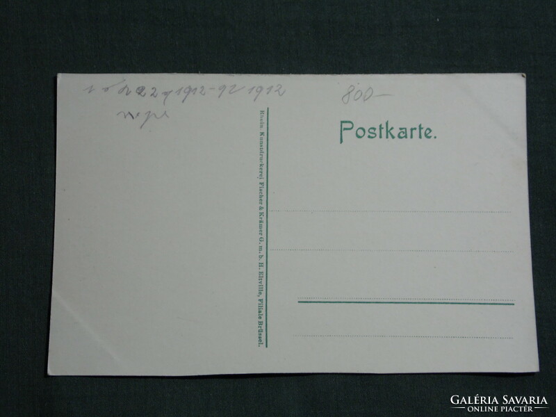 Képeslap, Postkarte, Németország, Wiesbaden, Bahnhof. vasútállomás