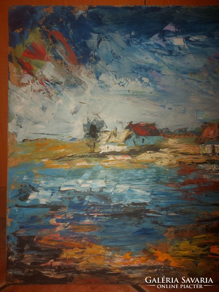 Szőke szignós festmény, olaj, farost, 42x55 cm