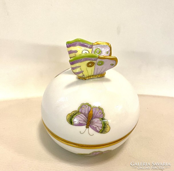 Herend porcelain royal garden, butterfly bonbonier/jewelry holder