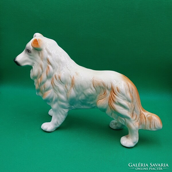 Ritka gyűjtői antik Hollóházi Szakmáry porcelán kutya figura az 1940-es évekből