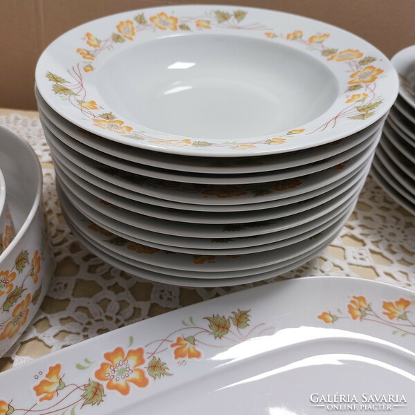 Rare Alföldi floral porcelain tableware, incomplete