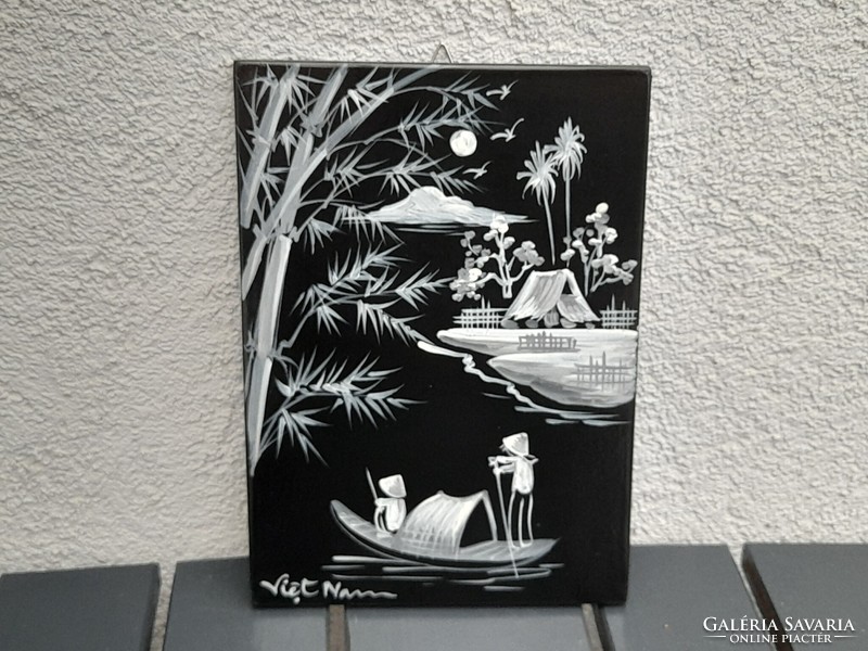 Marked Vietnamese lacquer painting