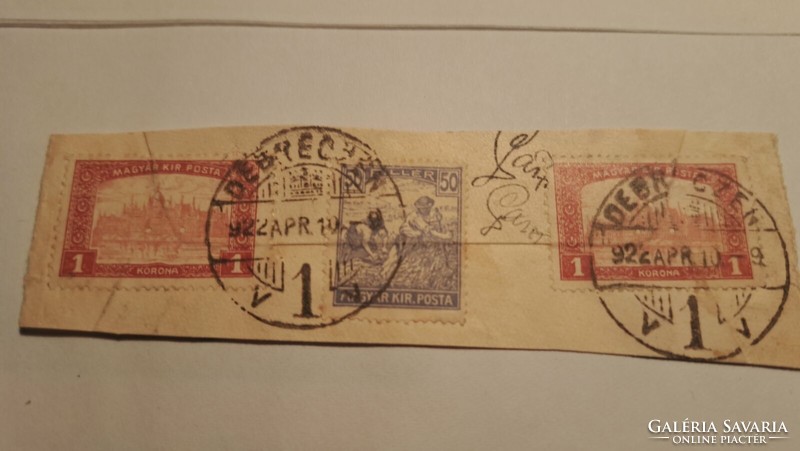 1922 Debrecen bélyegzéssel 3-as lyukasztással. koronás címer !