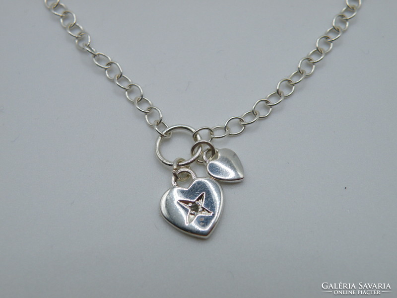 Uk0086 silver heart and padlock pendant bracelet 925