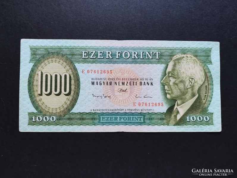 Ritkább! 1000 Forint 1993 E, VF