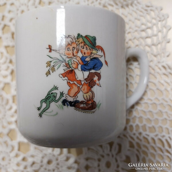 2 Zsolnay porcelain mugs, fairytale pattern