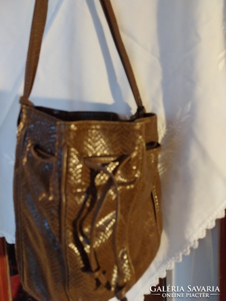 Snakeskin, used, brown leather bag