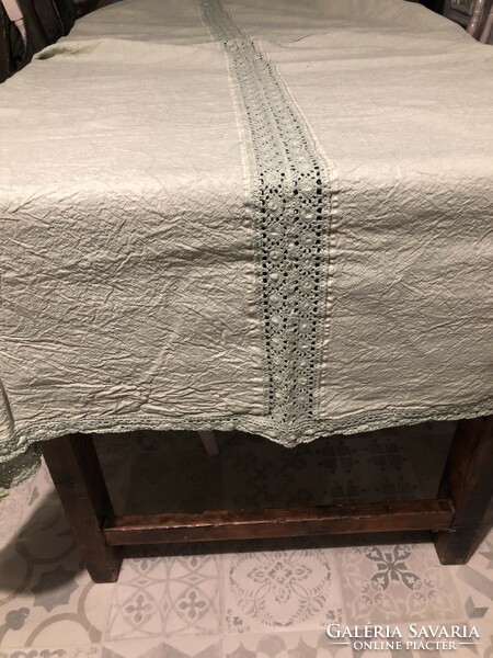 Olive green linen tablecloth