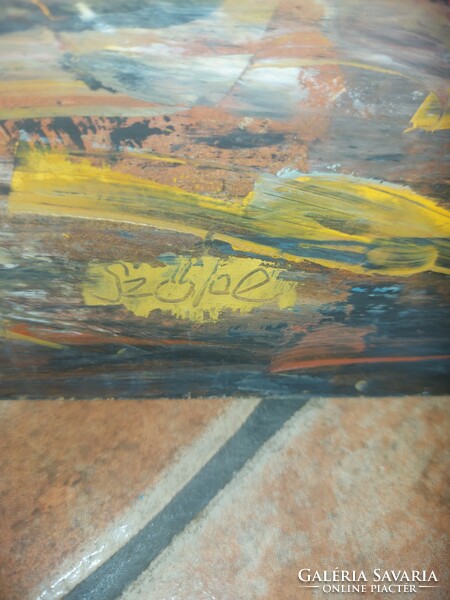 Blonde sign painting, oil, wood fiber, 42x55 cm