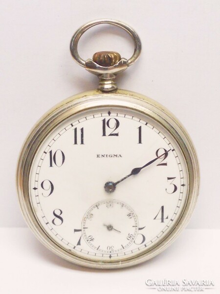 Enigma brevets Swiss pocket watch with alpaca case in faulty condition