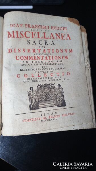 Buddeus: miscellanea sacra sive dissertationum... - 1727