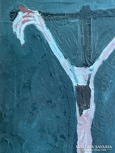 Abstract festmény : Krisztus megfeszítése 1962 (művész: Fekete) olaj-vászon