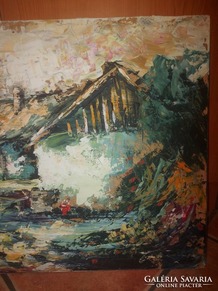 Blonde sign painting, oil, wood fiber, 40x57 cm