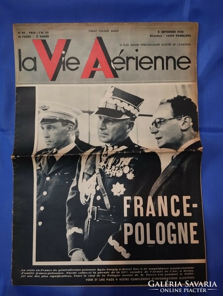 Régi francia 1936-os repülős újság /magazin