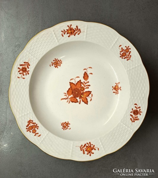 Herend appony orange pattern deep plate 6 pcs