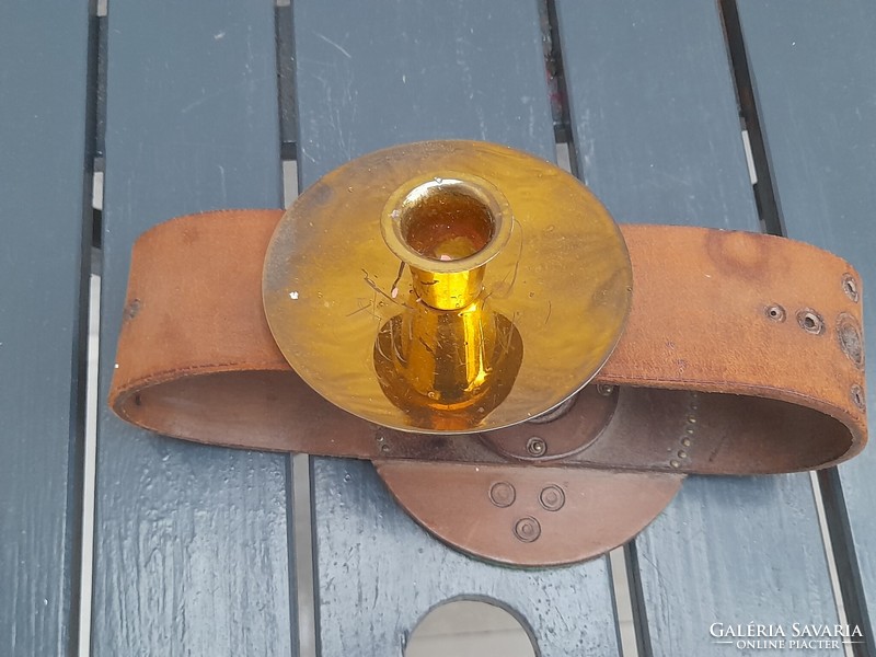 Some interesting leather and copper candle holders