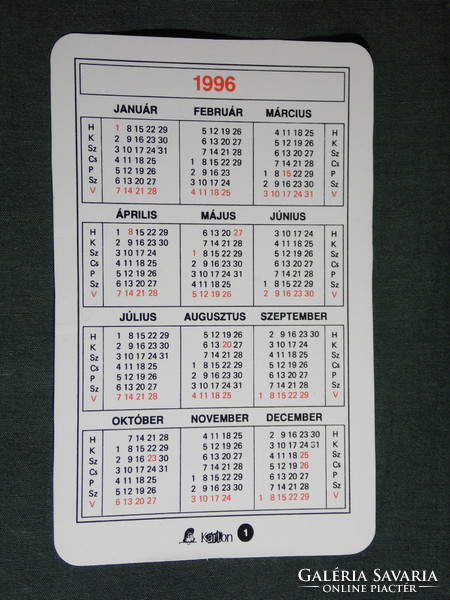 Card calendar, jezer water tours sports camps, cegled, graphic artist, humorous, 1996, (5)