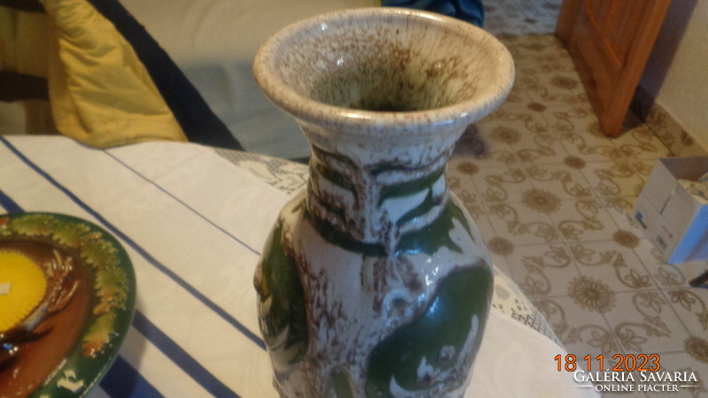 Modern  , retro kerámia váza , absztrakt minta , 10 x 33 cm
