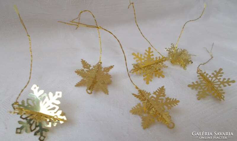 Copper snowflake-shaped Christmas ornament, Christmas tree decoration 6 pcs