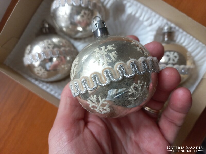 Old silver snowflake glass globes