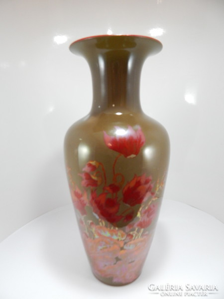 Zsolnay eozin többtűzű váza, 27 cm magas,,öttornyos pecsétes.