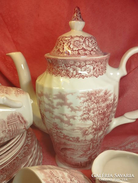 Beautiful English scene porcelain 6 pieces. Coffee set, 20 pcs.