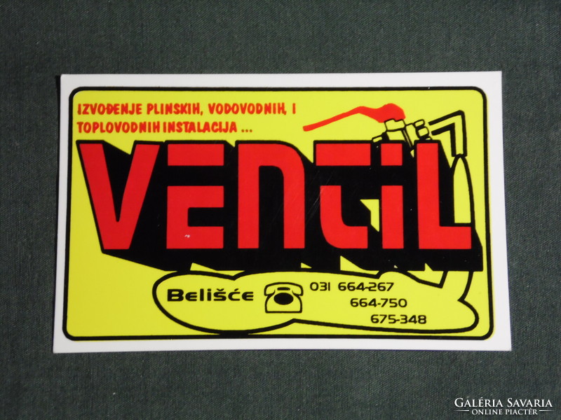 Kártyanaptár,Horvátország,Belišće,Belistye, Ventil,Víz gázszerelő, 1996,   (5)