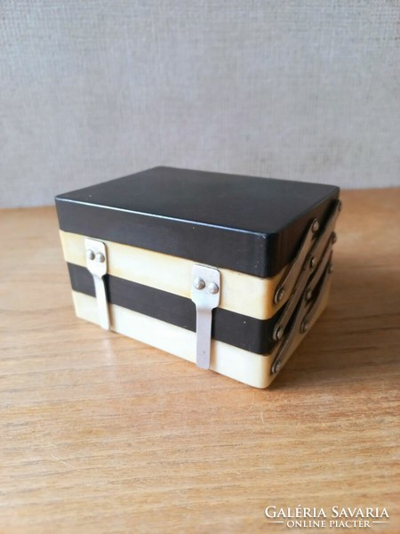 Retro plastic double-sided box. Black and white. Jewelry box.