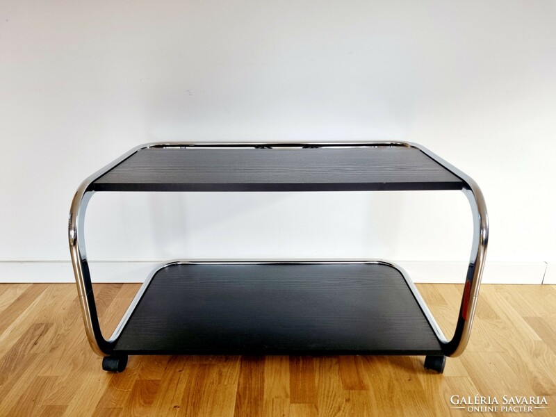 Mid-century gurulós asztal, polc