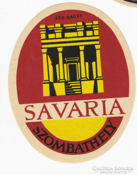 Savaria Szombathely - az 1960-as évekből származó bőrönd címke