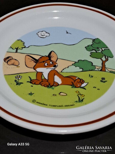 Zsolnay pannónia film studio vuk flat plate children's porcelain 16 cm rarity!