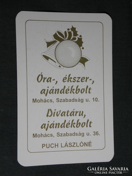 Card calendar, Lászlón Puch, watch, jewelry, gift, fashion store, Mohács, 1996, (5)