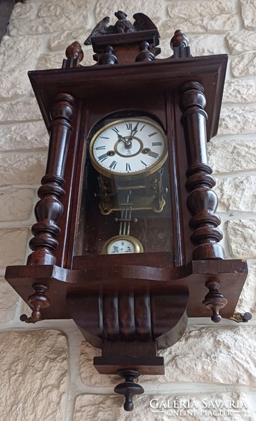 Antique special carved wall clock marked dial and structure gustav becker