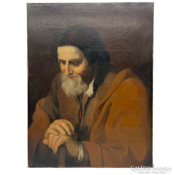 Unknown 19th century painter: wise man leaning on a stick f00677
