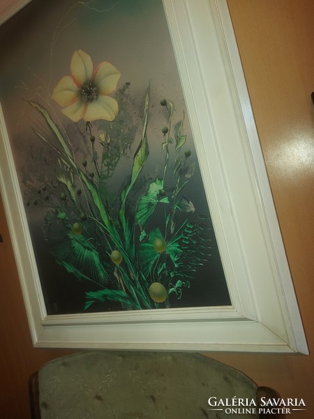 Korompáky Sándor: Ikebana I., festmény, olaj, farost, 60x40 cm+ gyönyörű keret