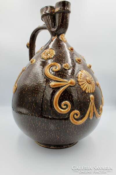 Antique Zsolnay tiger-glazed decorative jug