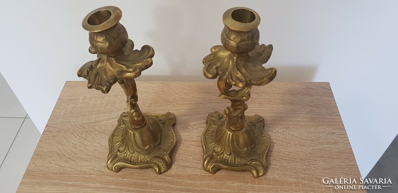 Pair of copper candle holders