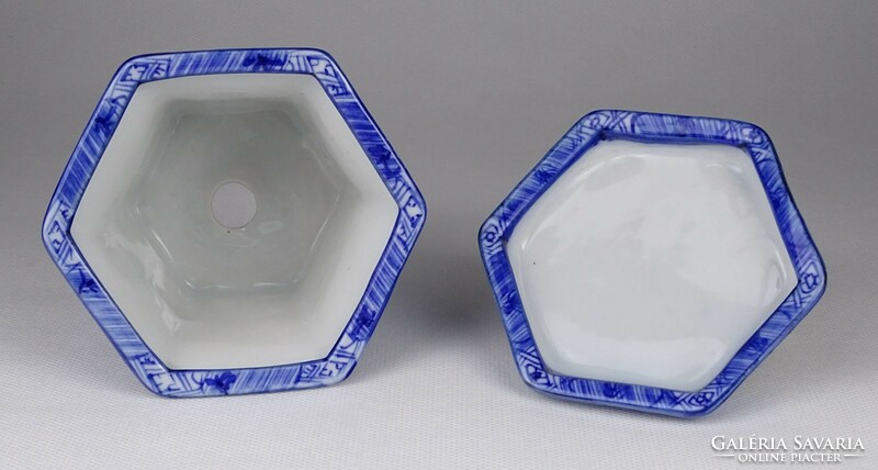 1Q084 old small blue-white hand-painted porcelain bowl with coaster