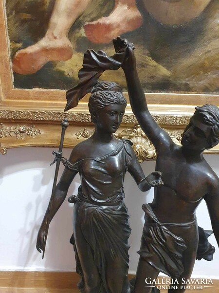 Large bronze statue with carpeaux mark. With beautiful workmanship. 93 cm high.