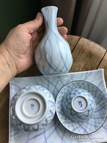 Kézműves Japán porcelán készlet egyben, jelzett