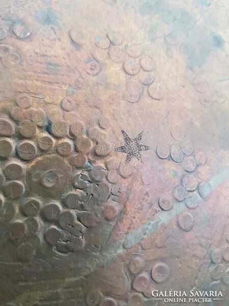 Old, antique, perhaps Persian copper tray, work of art 35.5cm