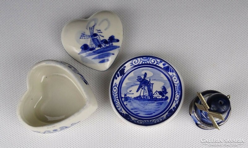 1Q094 windmill decorated Dutch porcelain 3 pieces