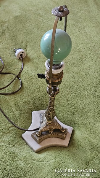 Antik, bronz asztali lámpa, ernyővel