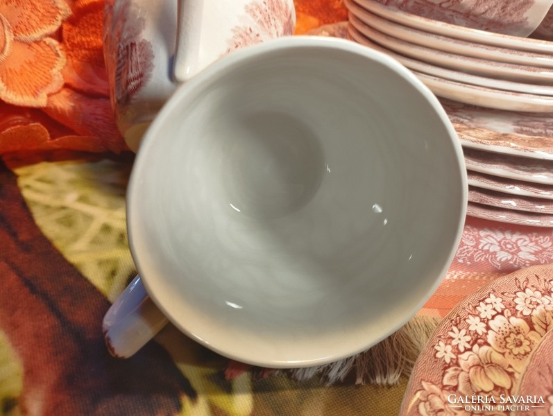 6 szem. angol jelenetes porcelán kávés készlet