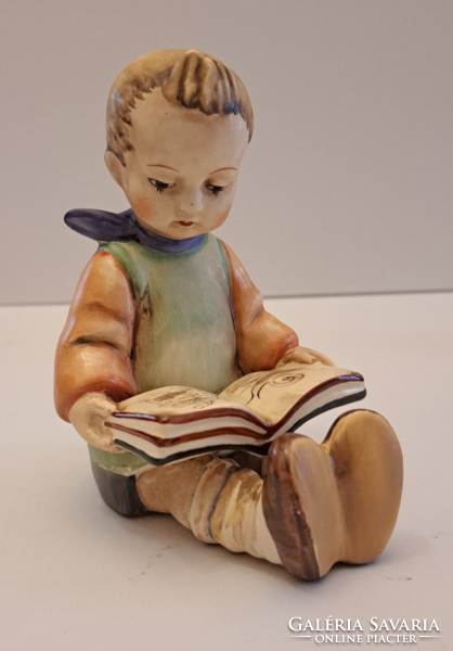Antik Hummel  olvasó kislány, olvasó kisfiú pár, TMK1, jelzett, nagy méretben, remek állapotban