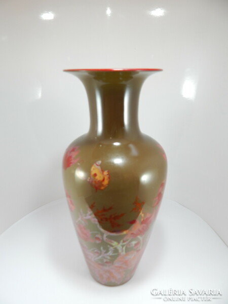 Zsolnay eozin többtűzű váza, 27 cm magas,,öttornyos pecsétes.