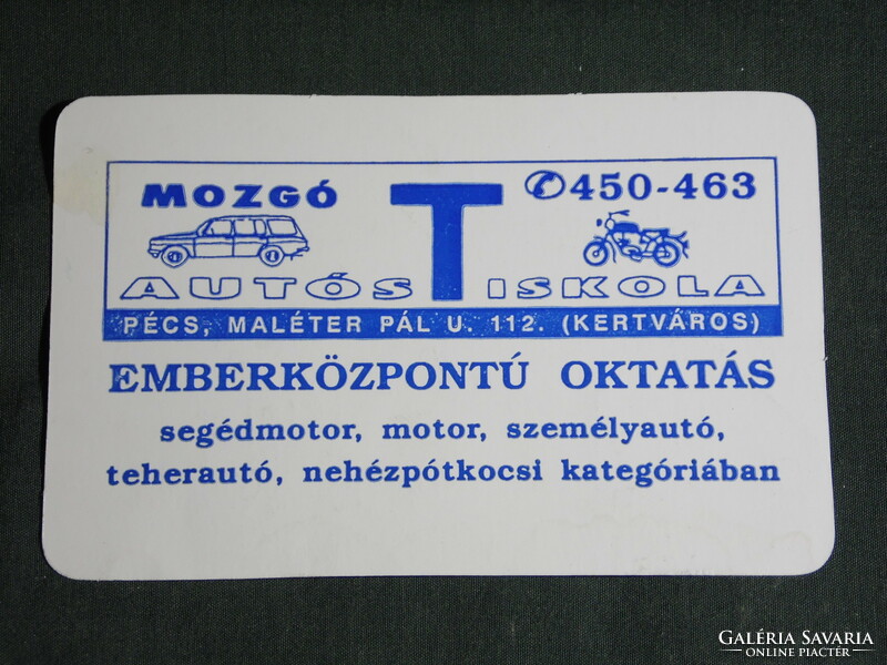 Card calendar, mobile driving school, Pécs, graphics, car, motorcycle, 1995, (5)