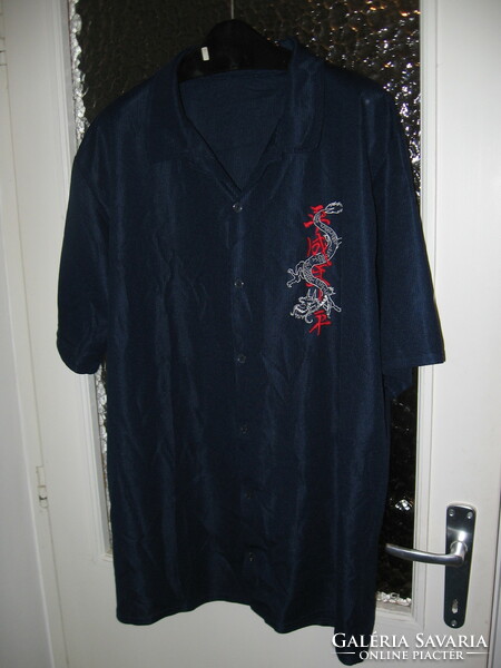 Oversized dark blue shirt with dragon