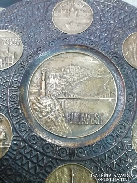 Bronze wall decoration with landmarks of Budapest